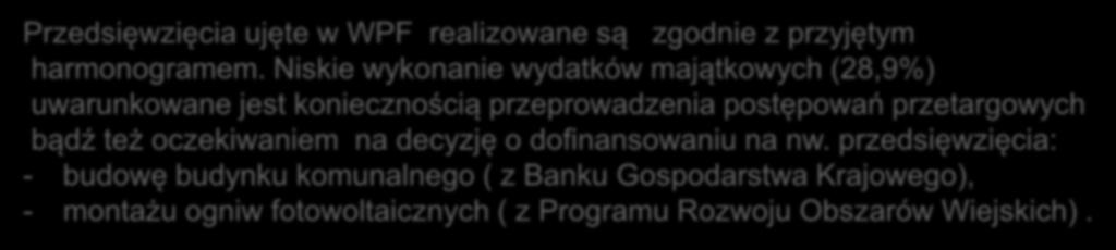 Przedsięwzięcia ujęte w WPF realizowane są zgodnie z przyjętym harmonogramem.