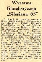 OKRĘGOWA WYSTAWA FILATELISTYCZNA S I L E S I A N A 8 5 Mówili o wystawie : Telewizja