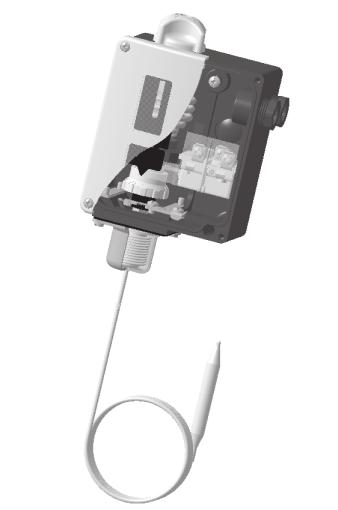 Termostaty typu RT Wprowadzenie Termostaty typu RT są przełącznikami sterowanymi temperaturą - pozycja przełącznika zależy od temperatury czujnika oraz nastawy regulatora.