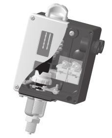 Regulatory ciśnienia (presostaty) typu RT Wprowadzenie Presostaty typu RT posiadają wbudowany, sterowany ciśnieniem przełącznik jednobiegunowy, którego pozycja zależy od ciśnienia w przyłączu oraz