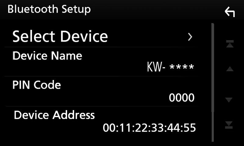Sterowanie Bluetooth ÑÑPodłączanie urządzenia Bluetooth 1 Dotknąć [Select Device] na ekranie Bluetooth SETUP.