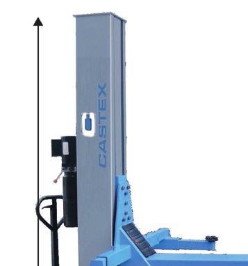Moveable single post lift with adjustable arm lenght Solid construction Safety lock Simplified operations Simplified installation Optional power supply 230V CE certificate 2522 mm max. 1800 mm min.