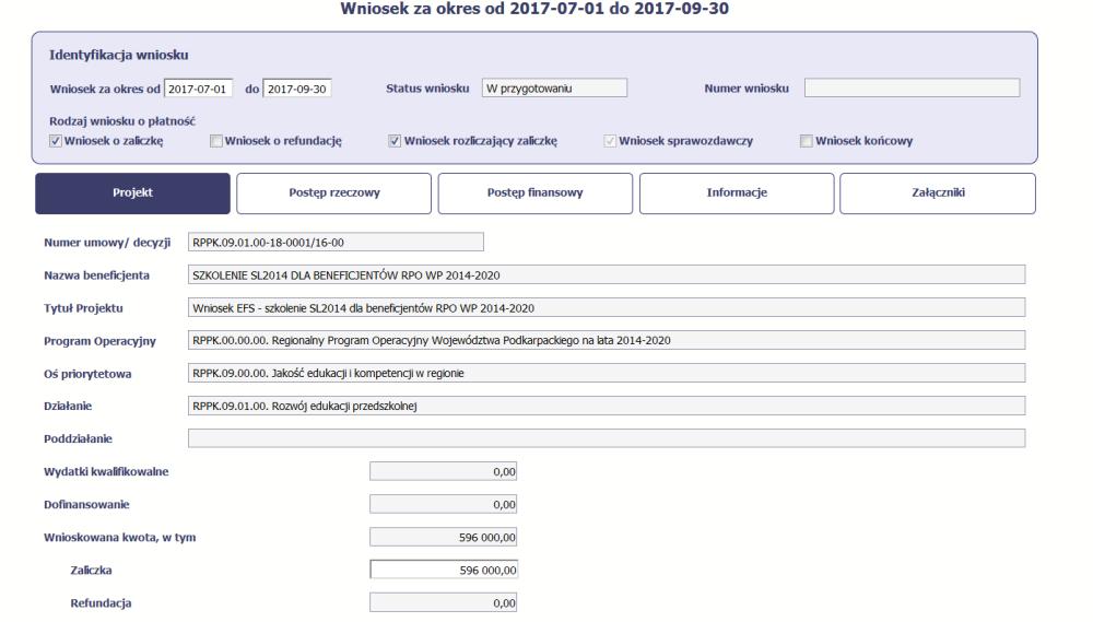 WoP wykazuje postęp finansowy i rzeczowy z realizacji projektu, przy czym nadal obowiązuje zasada, zgodnie z którą postęp rzeczowy powinien korespondować z przedstawionymi wydatkami (postępem