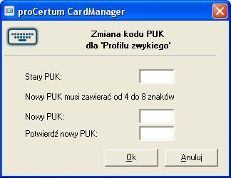 Aplikacja poprosi nas o podanie starego kodu PIN i wprowadzenie nowego kodu PIN. Ponadto zostaniemy poproszeni o potwierdzenie wprowadzonego kodu.