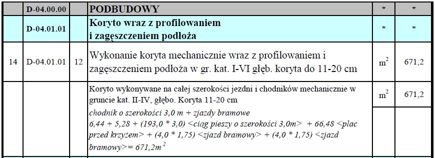 Zadanie 26. Z przedstawionego fragmentu przedmiaru robót wynika, że profilowanie i zagęszczanie koryta ciągu pieszego będzie wykonywane na powierzchni Zadanie 27.