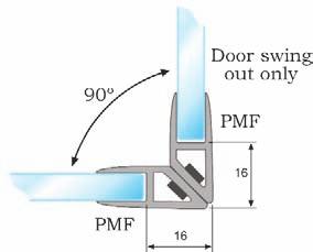 magnetyczna Magnetic clip seal CDA/PMF Grubość szkła 6 mm Glass thickness 6 mm CDA/PMF06 Grubość szkła 8 mm