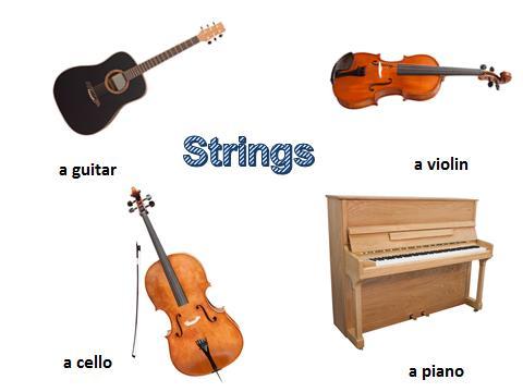 SEGREGATOR strona zafoliowana Nauczyciel omawia z uczniami podział i układ instrumentów w orkiestrze. Wypowiada po kolei nazwy instrumentów każdej z grup, a uczniowie wskazują na folii.