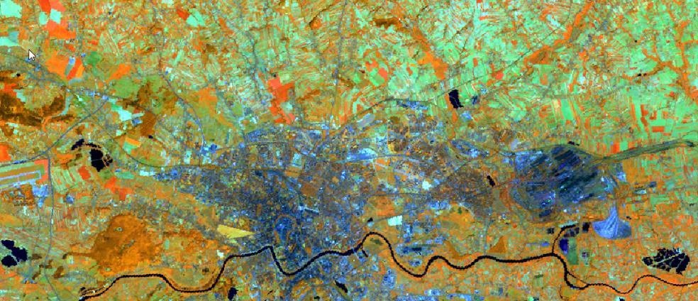 Blue = 1, Green = 5 i Red = 4 (barwy fałszywe) Blue = 2, Green = 4, Red = 7 (barwy fałszywe) Kompozycje sporządzone w barwach