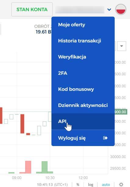 Abucoins Po zalogowaniu do Abucoins wchodzimy w menu i wybieramy API. Następnie w widocznym formularzu wybieramy z listy uprawnień opcję PODGLĄD.