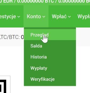 BitMarket Po zalogowaniu się do BitMarket, należy z górnego menu wybrać Konto, a następnie Przegląd.