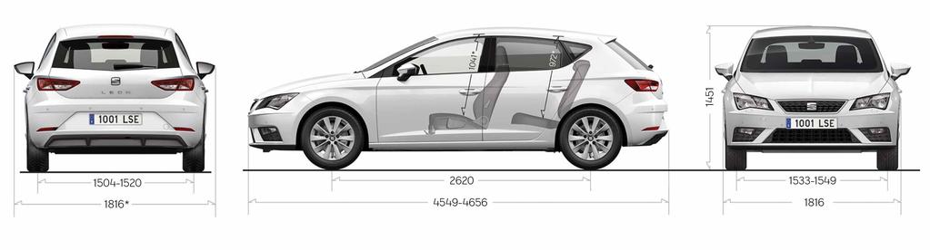 Dane techniczne / SEAT Leon 1446 1504 1520 1975 2636 4247 4343 1533 1549 1810 Benzyna Prędkość maksymalna (km/h) Przyspieszenie 0100 km/h (s) Zużycie paliwa (l/100 km) Cykl miejski Cykl pozamiejski