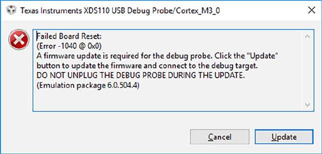 Aktualizowanie oprogramowania firmowego XDS110 Fabrycznie dostarczony emulator XDS110 ma wpisane stare oprogramowanie firmowe.