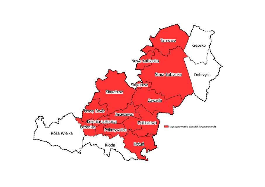 6. Kotuń 1,07 7. Krępsko 1,11 8. Leżenica 1,00 9. Kolonia Leżenica 0,00 10. Nowa Łubianka 0,50 11. Nowy Dwór 1,00 12. Pokrzywnica 1,00 13. Róża Wielka 1,29 14. Skrzatusz 0,87 15.