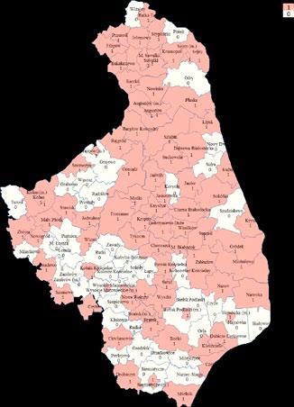 32 Mapka 1. Gminy z terenu województwa podlaskiego na terenie których w 2012 r.