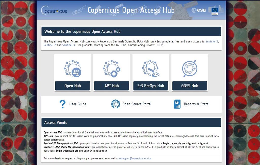 Copernicus Open Access Hub Copernicus Open Access Hub (dawniej Sentinels Scientific Data Hub) jest wyszukiwarką przeznaczoną do wyszukiwania i pobierania zdjęć satelitarnych pochodzących z misji