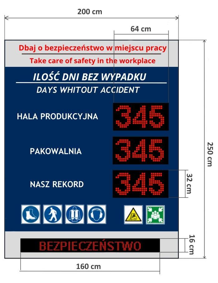 szerokość: 200cm wysokość: 250cm 5,00m2) 3 x 32 cm x 64 cm