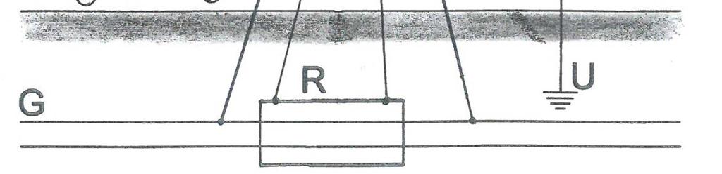 Rys. 4.5.1.2b. Pomiar rezystancji R G uziemienia rury produktowej. Kanał K1 dołączony do zacisku U. W celu pomiaru uziemienia R R rury osłonowej odłączyć kanał K1 i dołączyć do U kanał K2.