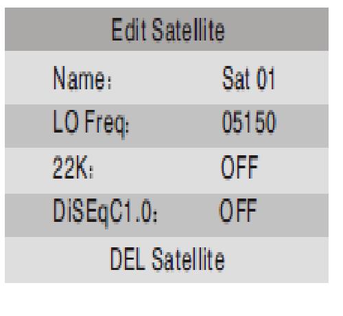 1. Przesuń kursor na Name(nazwa) i kliknij OK aby otworzyć funkcję dodawannia nazwy satelity.