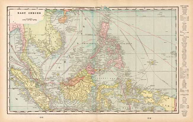 Południowochińskie Wyspy Paracelskie wyspy Spratly Mapa wschodnich Indii opublikowana przez Dodd, Mead & Company, Nowy Jork, 1903.