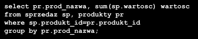 expression not supported for query rewrite Techniki przepisywania zapytań wyliczanie agregatów (aggregate rollup/computation) join-back filtrowanie (filtered data) wykorzystanie obiektu DIMENSION