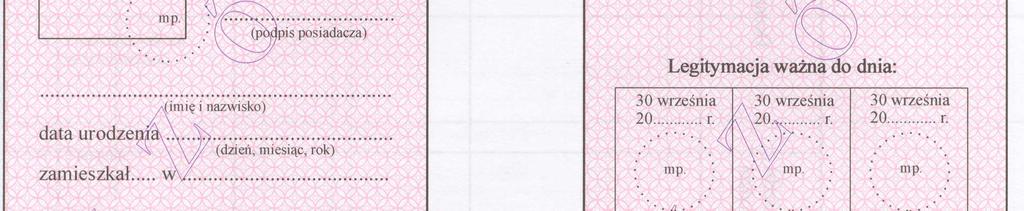 Tło różowe pantone nr 182 U Wymiary 72 x 103 mm Uwaga: legitymacje szkolne dla uczniów niepełnosprawnych we