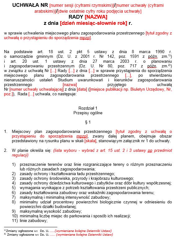 SZABLONY CZĘŚCI GRAFICZNYCH I OPISOWYCH DOKUMENTÓW PLANISTYCZNYCH Katalog obiektów