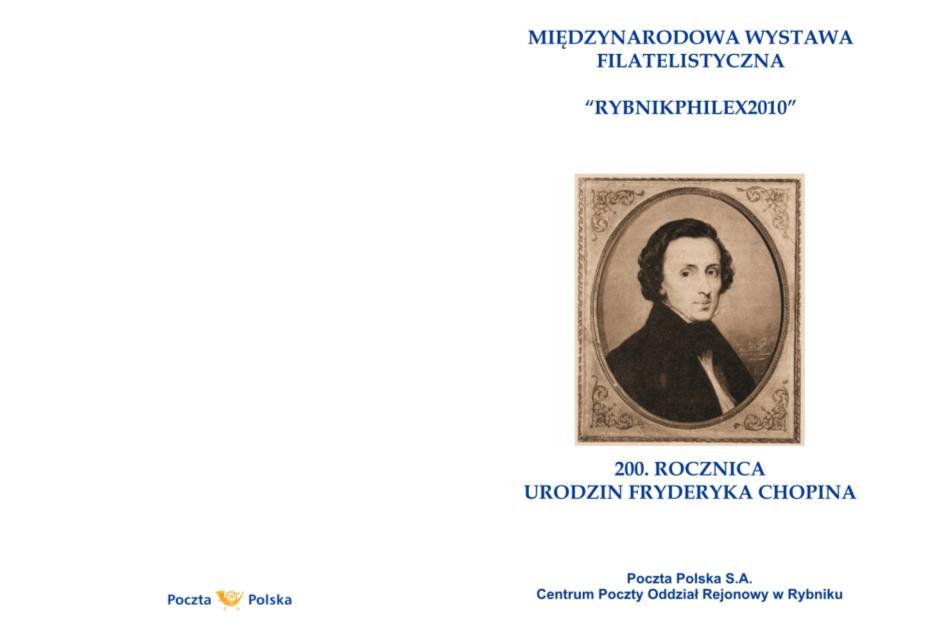 Wydany przez CP ORJ w Rybniku karnet z portretem Chopina (na 1.
