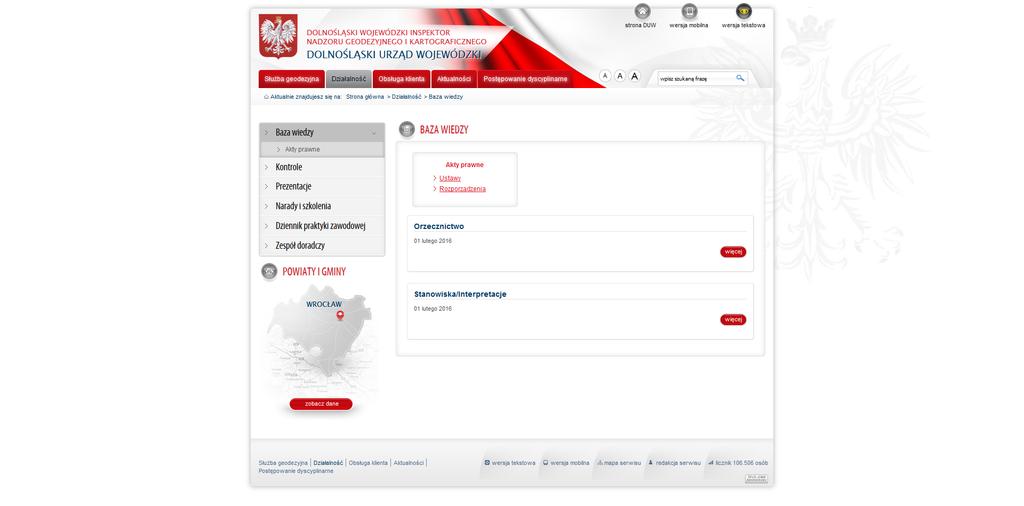 Strona internetowa Dolnośląskiego Wojewódzkiego