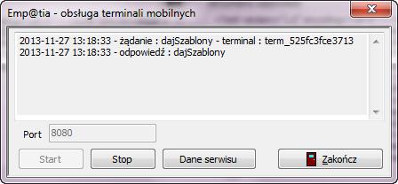 5. Program Emp@tia - obsługa terminali mobilnych Program ten pozwala uruchomić Webservice obsługujący wymianę informacji z oprogramowaniem terminala mobilnego.