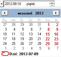 10 Materiały dla uczestnika szkolenia W programie zastosowano następujący mechanizm ustawiania dat: Za pomocą strzałek znajdujących się na końcu pola można przewijać kalendarz latami.