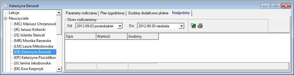 Jeżeli cała tabela nie mieści się na jednej stronie wydruku, możesz przeskalować wydruk używając ikon plusa i minusa na pasku narzędzi okna Drukowanie dokumentów. Rysunek 61.