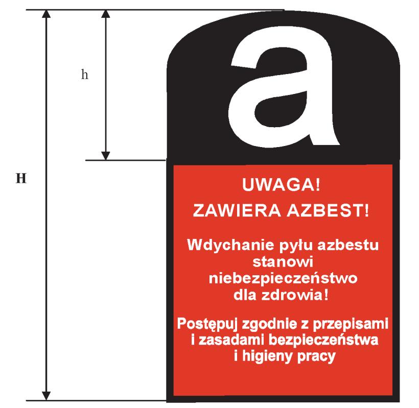 Załącznik nr 3 Wzory oznakowania wyrobów zawierających azbest Określone w Załącznikach nr 1 i 2 do rozporządzenia Ministra Gospodarki z dnia 13 grudnia 2010 r. (poz. 31 z późn. zm.