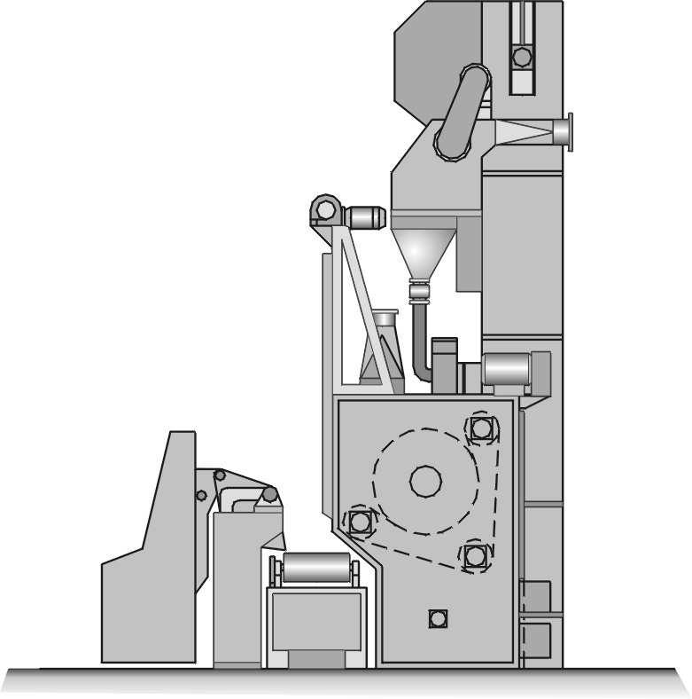14 Operation principle and drawing airless shot blasting type OWT. Oczyszczarka wirnikowa taśmowa (Rys.