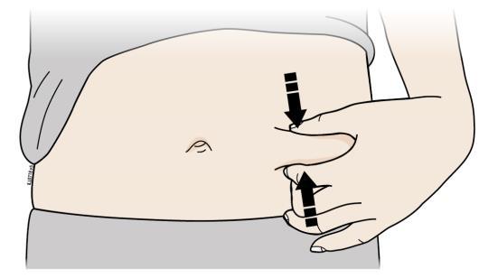 Metoda poprzez rozciągnięcie skóry Mocno rozciągnąć skórę poprzez przesunięcie kciuka i reszty palców w przeciwnym kierunku, aby powstała powierzchnia