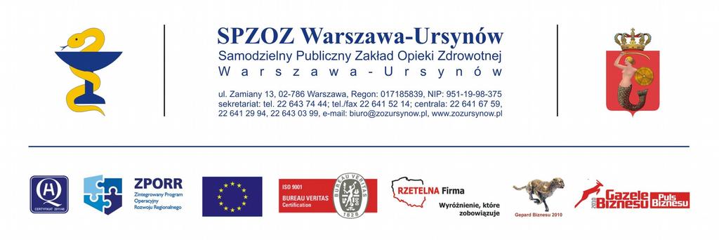 Nr sprawy SPZOZ.U.17/2018 Warszawa, dnia 15.01.2018r. ZAWIADOMIENIE Na podstawie art. 38 ust. 2 ustawy z dnia 29 stycznia 2004 r. - Prawo zamówień publicznych (Dz. U. z 2015 r. poz. 2164 z późn. zm.