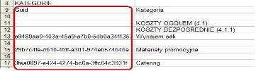 UWAGA: W pliku.csv znajduje się kolumna GUID, która odpowiada za identyfikację zadań do których będą przypisane koszty.