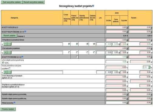 wykazania Ŝadnej z kategorii kosztów pośrednich ujętych w ww. katalogu w kosztach bezpośrednich projektu, w szczególności w zadaniu Zarządzanie projektem.