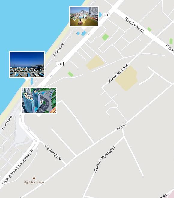 Lokalizacja Rezydencja ulokowana jest w prestiżowej części Batumi, na Nowym Bulwarze przy plaży z molo.