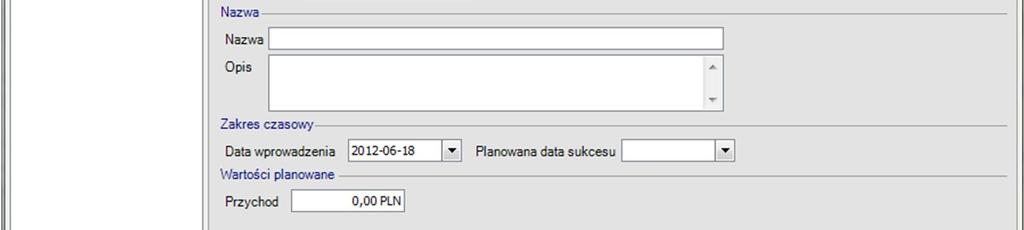 Opis funkcjonalny Proces szansy sprzedaży rozpoczyna się od pozyskania danych kontaktowych o kliencie oraz nawiązanie z nim kontaktu.