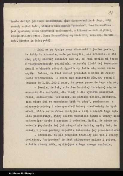 Archiwum Akt Nowych, zespół 2/106/0: Akta Józefa i Aleksandry Piłsudskich Listy odznaczały się zawsze stosowną tytulaturą lub miłym wstępem, pozdrowieniem czy powitaniem często zresztą