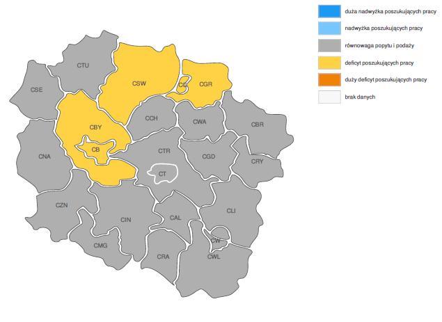 PROGNOZA NA 2018, WOJEWÓDZTWO KUJAWSKO-POMORSKIE RELACJA MIĘDZY DOSTĘPNĄ SIŁĄ ROBOCZĄ A ZAPOTRZEBOWANIEM NA PRACOWNIKÓW W GRUPIE ZAWODÓW SPECJALIŚCI DS.