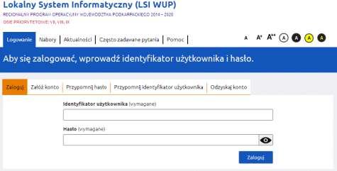 Po kliknięciu przycisku Zaloguj użytkownik zostanie przeniesiony na Stronę główną LSI WUP. 4.