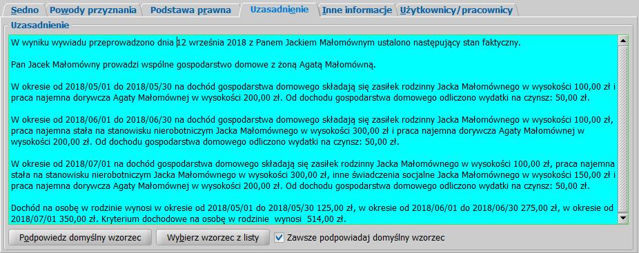 dochód osoby będącej podmiotem decyzji w okresach różnica między kryterium a dochodem na osobę w okresach różnica