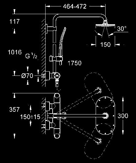 przesuwnego uchwytu prysznicowego (12 140 000) metalowy wąż prysznicowy 1750 mm ( 28 025 000) GROHE CoolTouch przystosowany do podgrzewaczy o mocy min.