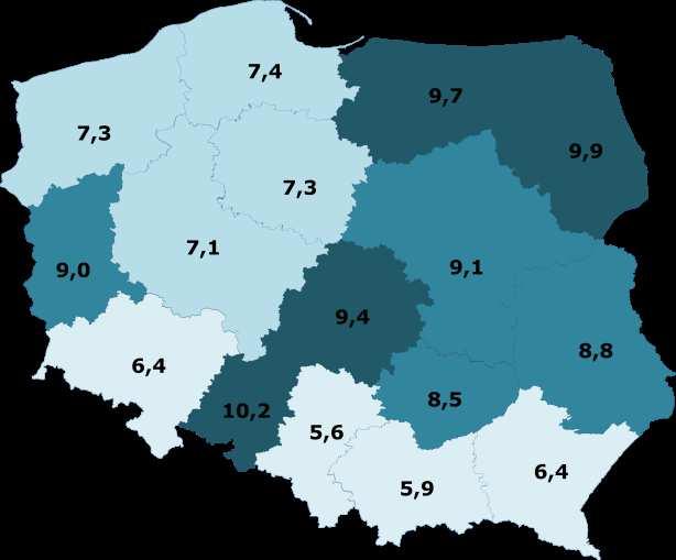 Wskaźniki demograficzne I i II oraz wskaźniki ciężkości i gęstości wypadków w latach 2010-2015 w województwie kujawsko-pomorskim.