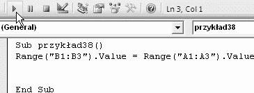 92 VBA dla Excela 2007 PL. 88 praktycznych przykładów Rysunek 7.17. Program można uruchomić kliknięciem ikony 22. Potwierdź wybór naciśnięciem klawisza Enter. 23. Wyświetl arkusz Excel. 24.