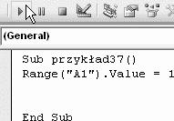 Wyświetlona została lista metod i właściwości o nazwach rozpoczynających się od litery V. Zaznacz metodę Value (rysunek 7.13). Rysunek 7.14. Program można uruchomić kliknięciem ikony 14.