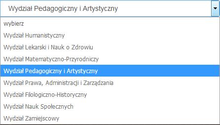 UWAGA: do wyboru jest tylko ten wydział, na którym dana osoba studiuje.