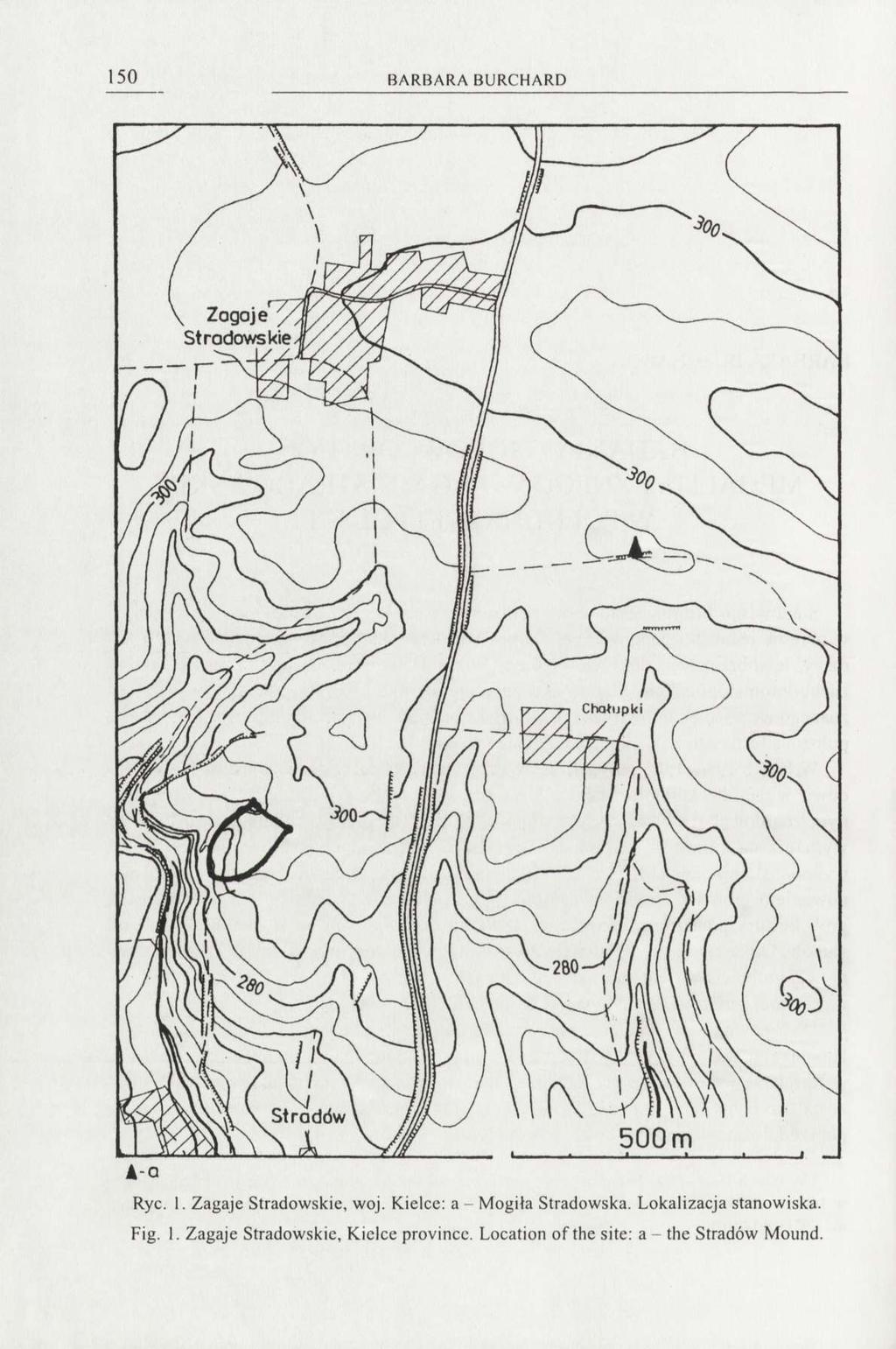 150 BARBARA BURCHARD Ryc. 1. Zagaje Stradowskie, woj. Kielce: a - Mogiła Stradowska.