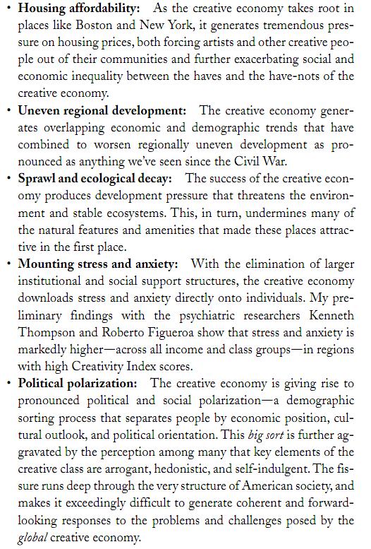 Koszty rozwoju kreatywnej gospodarki Szybki wzrost cen mieszkań zaostrzający nierówności społeczne i ekonomiczne Nierównomierny rozwój regionalny Presja na środowisko i pogorszenie jego stanu Wzrost